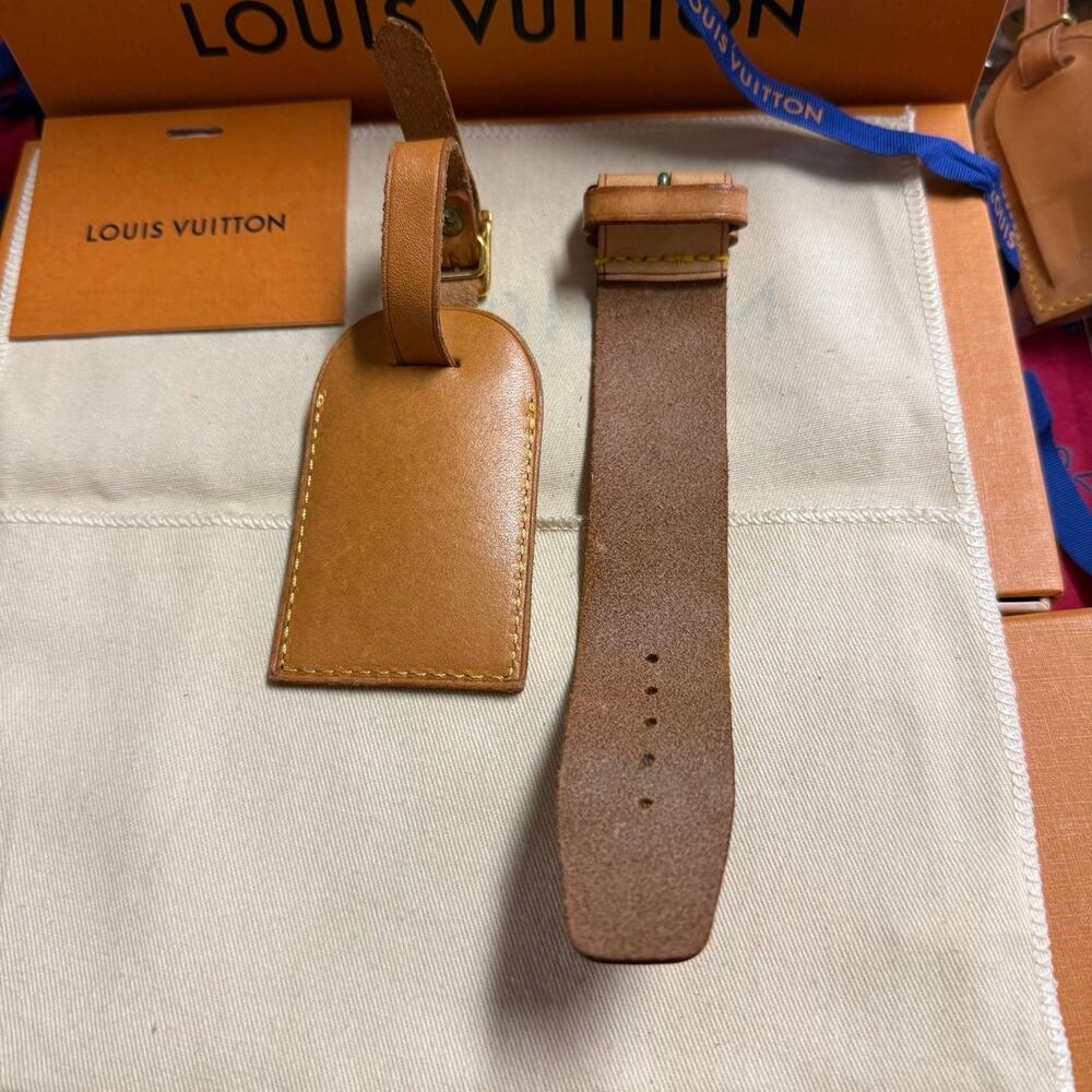 Louis Vuitton Vachetta Leather Luggage Tag and Poignet Authentic NO BOX - Picture 4 of 10